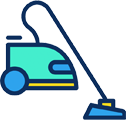 Icon of a vacuum cleaner on a clean white background, symbolizing cleanliness and home maintenance.
